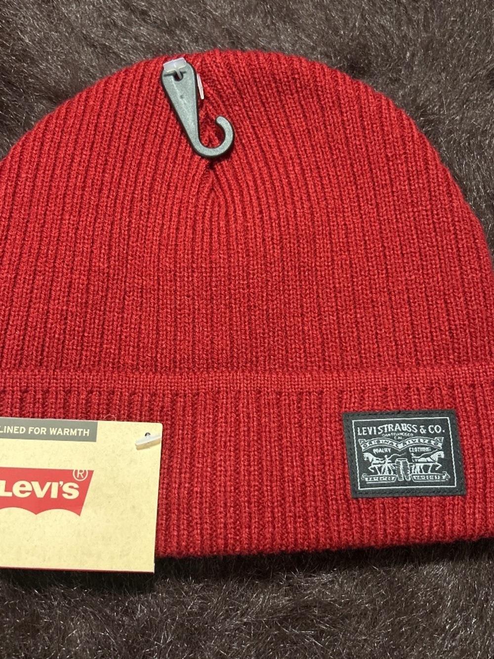 LEVI'S STRAUSS Red LINED KNITTED BEANIE OS